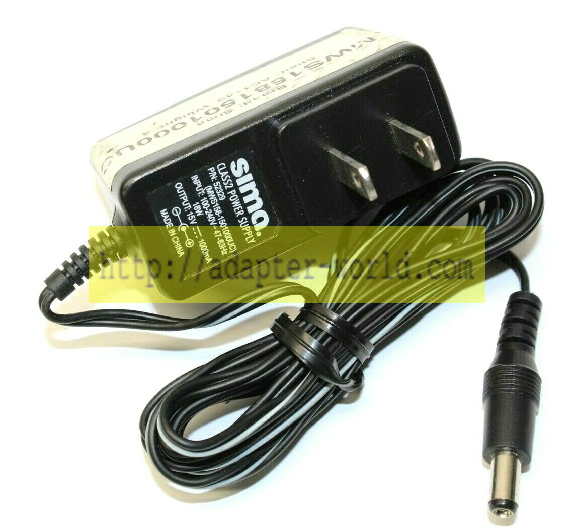 *Brand NEW* 15V 1000mA Sima MWS158-1501000US Class 2 Adapter Charger Power Supply